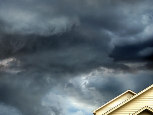 Storm clouds over a home