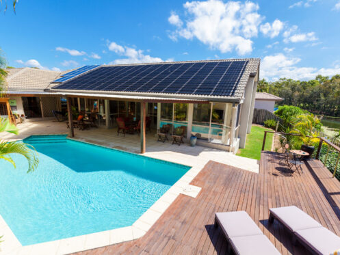 Backyard with swimming pool